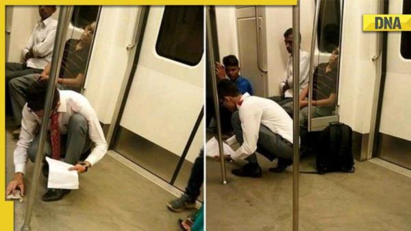 'Brand ambassador of Swachh Bharat': Man cleaning spilled food from Delhi metro floor impresses internet