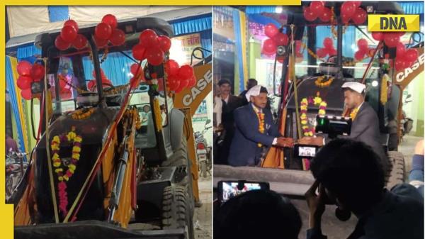 Uttar Pradesh: Groom gets bulldozer as wedding gift from bride's family, pictures go viral